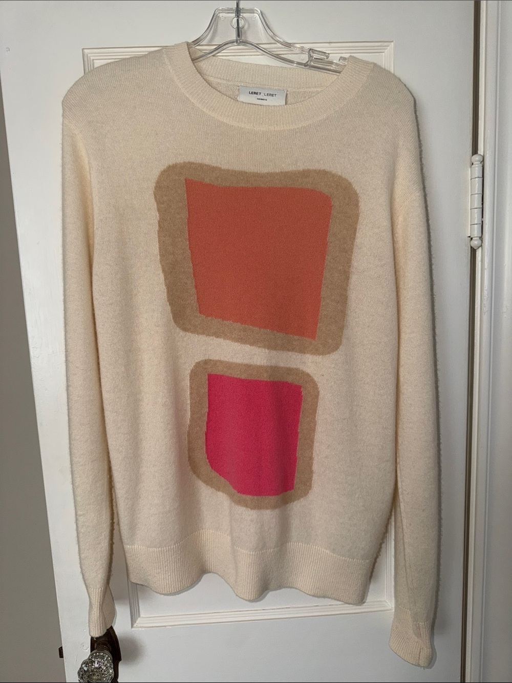 Leret Leret Cream Colorblock Cashmere Sweater
